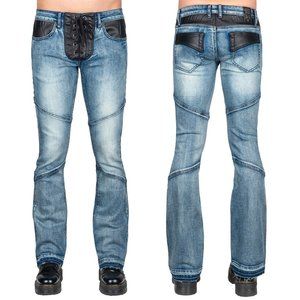 A pair of Wornstar Blue Jeans with lace up crotch